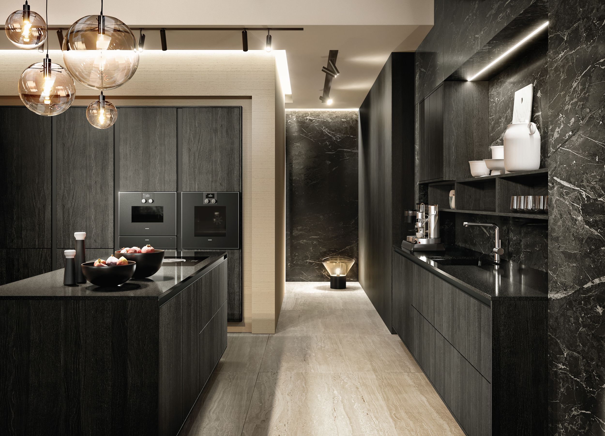 keukentrends 2023 zwarte keuken met houten accenten